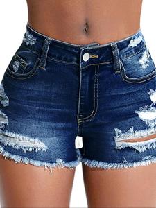 Women's Distressed Hem Ripped Denim Shorts, Casual Fashion Shorts for Daily Wear, Ladies Bottoms for Summer