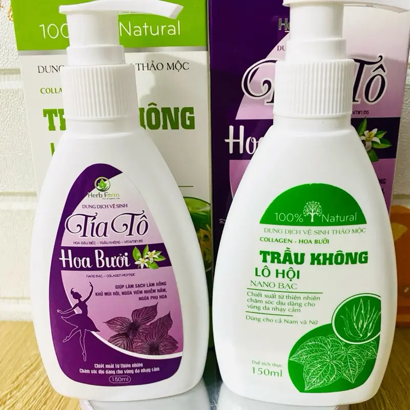 ( Combo 2 ) 1 chai dung dịch vệ trầu không lô hội nano bạc - tặng 1 chai tía tô hoa bưởi, không chứa paraben nữ, không chứa cồn