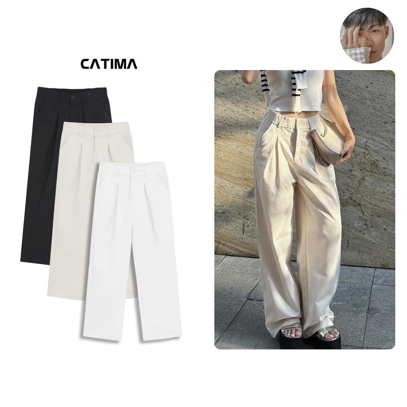 [ CATIMA x LƯƠNG TOÀN THẮNG ] Quần Kaki ỐNG RỘNG XẾP LI Phủ Giày CATIMA Unisex - Phối Lưng Thun Co Giãn - Không Co Rút QK20 quần  kaki  cho  nam