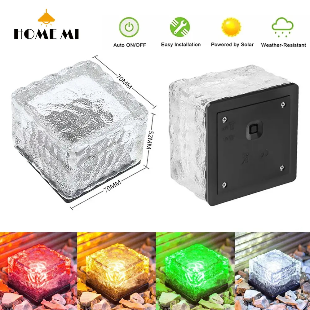 HOME MI Bright Directional Solar LED Ice Brick Light Waterproof Floor Tile Lights Pathway Stairs Patio Lamp