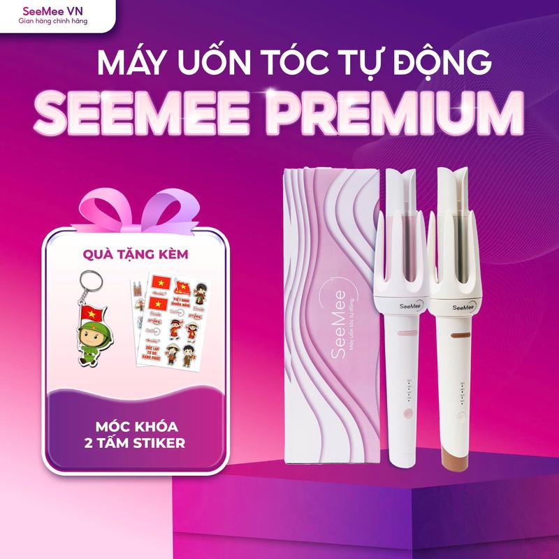 CFV Máy Uốn Tóc Tự Động SeeMee Premium | Uốn Nhanh, Chống Bỏng, Lớp Phủ Cao Cấp | Trục 2 Chiều 32mm, 4 Mức Nhiệt | Tặng 1 Móc Khoá, 2 Stickers | Seemee VN HCM#ADS