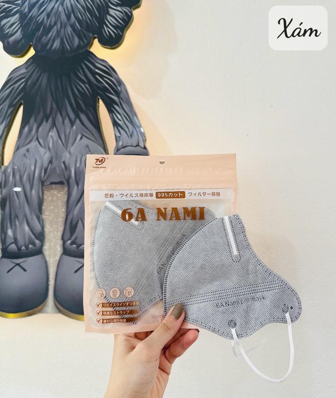 COMBO 300 chiếc (tặng 100 chiếc) Khẩu trang 6A NAMI TÚI ZIP 4 lớp Kháng khuẩn {45-75kg} Che phủ kín khuôn mặt, Chông nắng và tia UV tốt 5