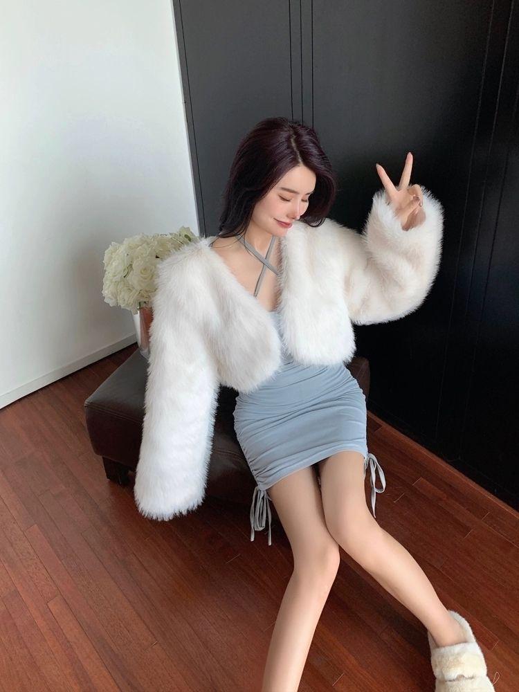Product Introduction of Áo Khoác Lông Giả Phong Cách Cổ Điển Thanh Lịch, Xã Hội, Dành Cho Mùa Thu Và Mùa Đông, Áo Crop Top Dáng Rộng, Áo Khoác Lông Nữ Jacket 5