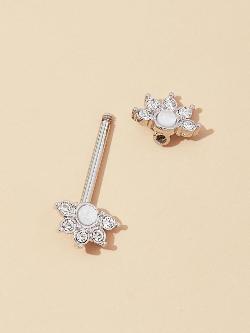 Product Introduction of Women's Elegant Rhinestone Decorated Nipples Ring (1 Pair), Fashion Jewelry for Party, Daily Clothing Decor, Trendy All-match & Exquisite Jewelry for Birthday Gift 2
