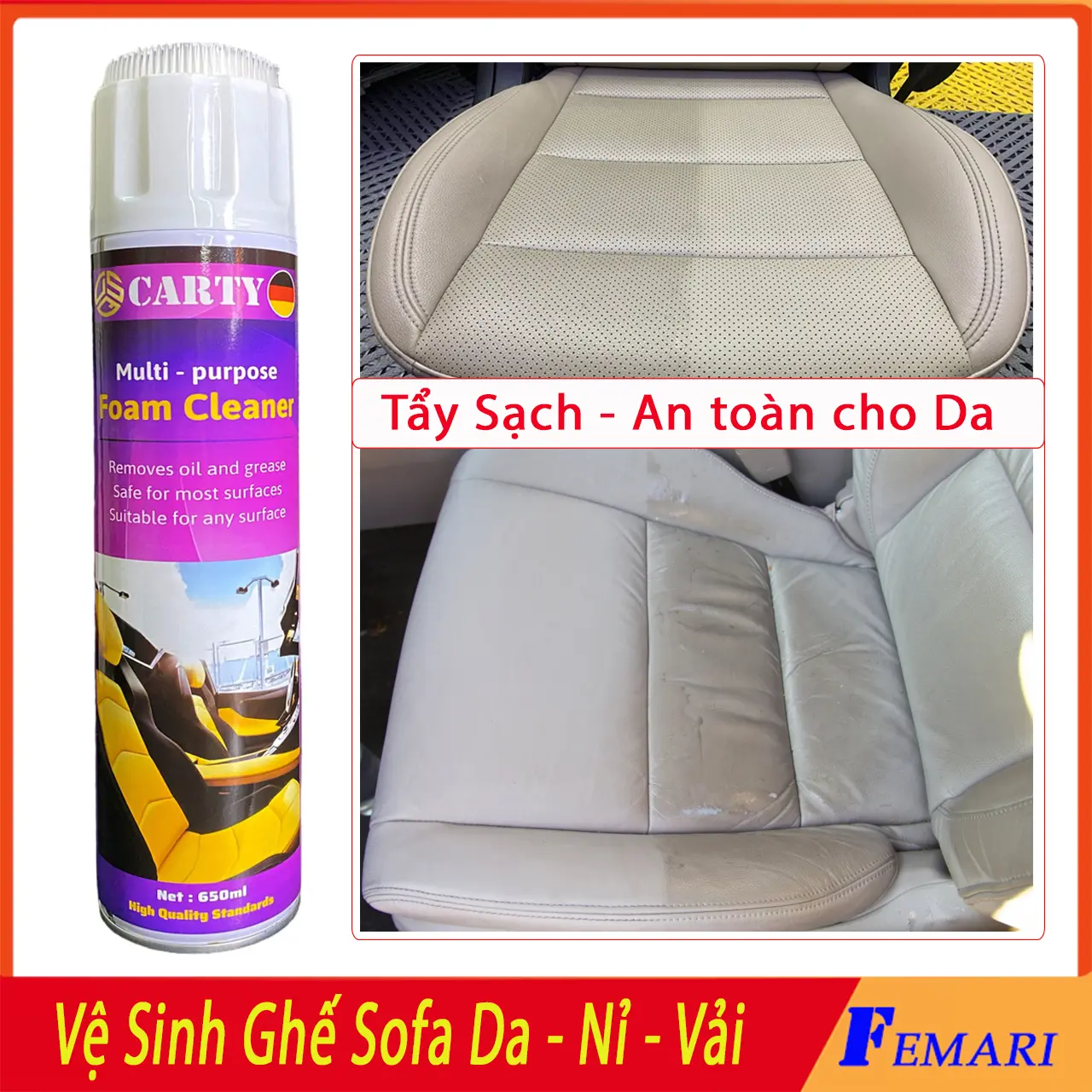 Vệ Sinh Ghế Sofa da - Làm Sạch Ghế Da, Ghế Vải Nỉ - Xịt Nội Thất Ôtô - Tẩy Ghế Sofa - Foam Cleaner DSQ