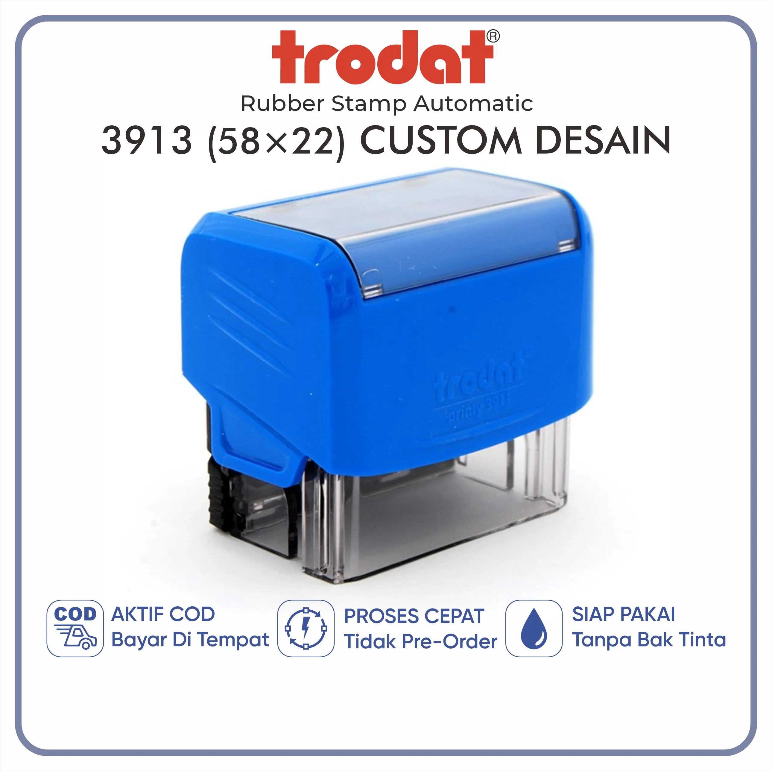 STEMPEL TRODAT | CUSTOM DESAIN | NAMA TOKO | 3913 UK 58×22mm Kantor Tinta