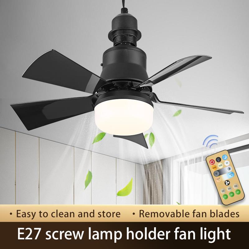 E27 Screw Lamp Holder LED Ceiling Fan Light with Remote Control, 30W 3-Color Dimmable Fan Light, Suitable for Living Room Bedroom 3
