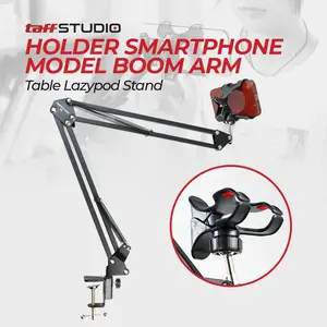 Holder Smartphone HP Model Boom Arm Meja Lazypod Stand Live Tiktok Streaming - D9 Besi Tripod