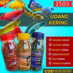 20gram Udang Kering Pakan Ikan Channa Maru Yellow Sentarum Auranti Limbata Pulchra Oscar Tiger Batik Albino Makanan Udang Kering Full Carophyll Pelet Makanan Premium
