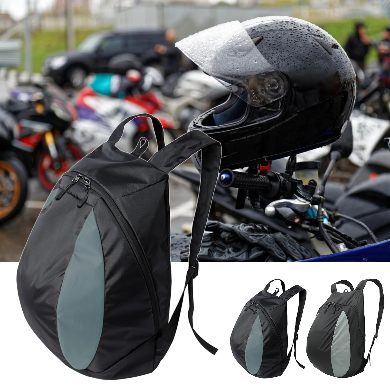 24L Helmet Bag Foldable Waterproof Stain-resistant Nylon Outdoor Riding Backpack Basketball Storage Pouch Daily Use