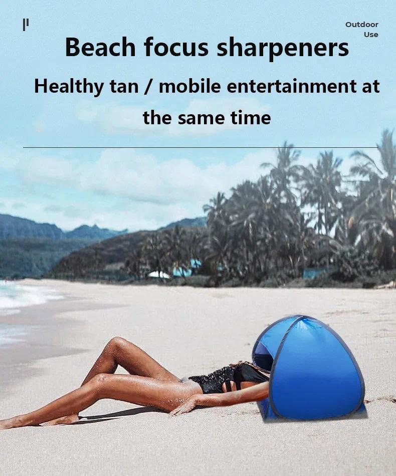 Product Introduction of Outdoor automatic quick-opening beach sunshade lazy tent sun and windproof warmth shade sun protection headrest ultralight tent 2