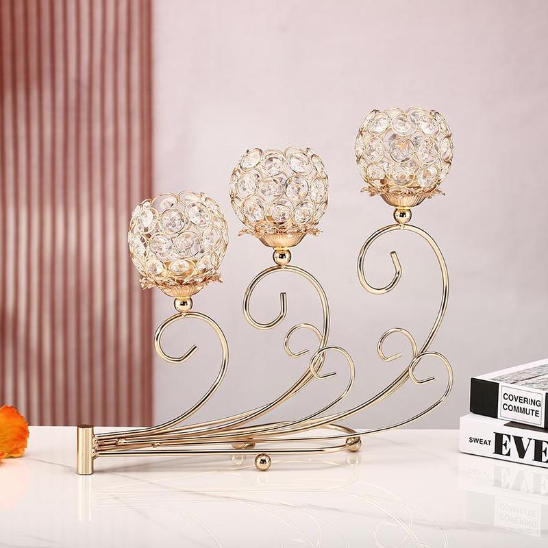 Product Introduction of 3-head Metal Candle Holder, 1 Count Vintage Candlestick Holder, Decorative Candle Holder for Home Living Room Bedroom Dining Room Wedding Party 0