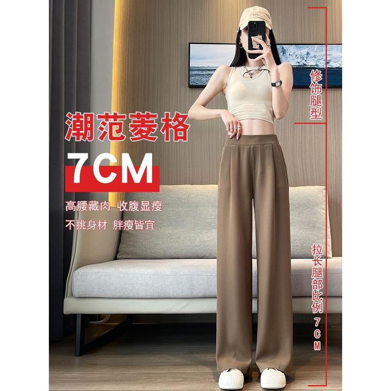 Quần Ống Rộng Cạp Cao Phong Cách Hàn Quốc Mùa Hè Mới, Dành Cho Phụ Nữ Và Cô Gái Đầy Đặn, Màu Đen, Quần Ống Đứng Lớn, Dáng Rộng Rãi Và Thường Ngày, Quần Âu Mỏng 1