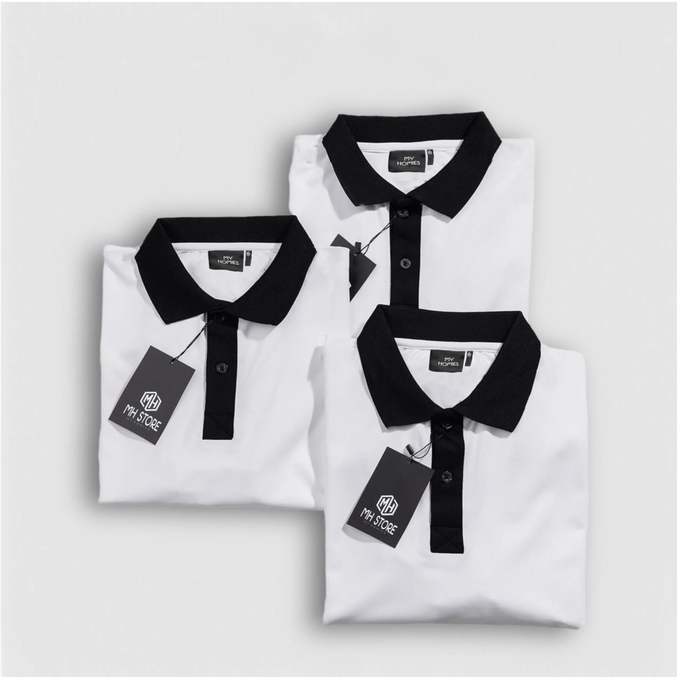 Áo polo nam Big Size 55-115kg phối viền bo cổ vải cotton cá sấu Có Cổ Menswear