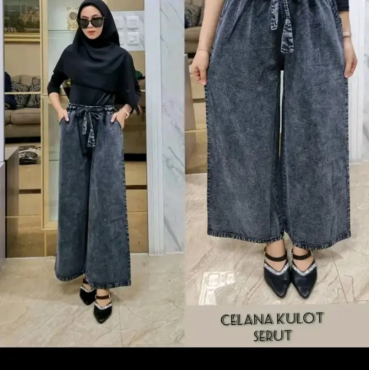 kulot jeans snow pinggang full karet muat bb 50-100