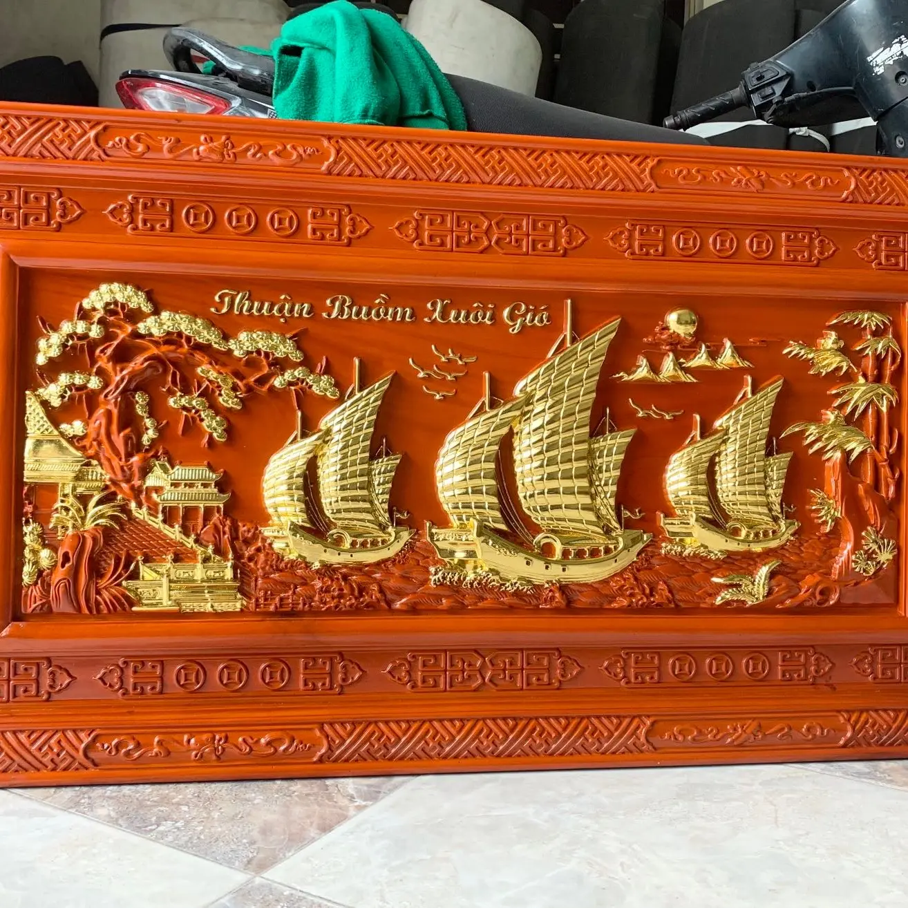 Tranh thuận buồm , gỗ gõ nam mỹ