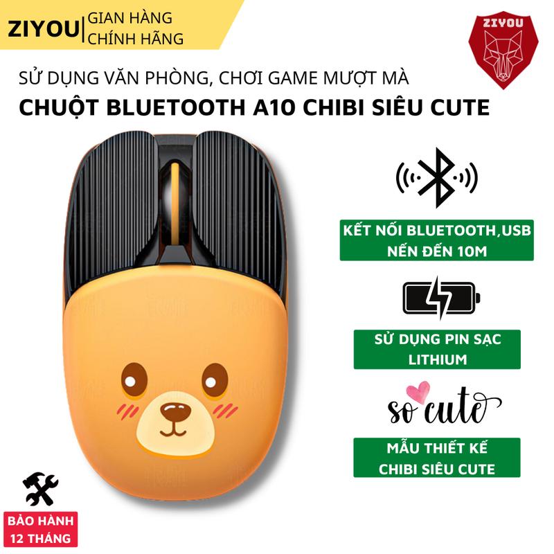Chuột Không Dây Bluetooth Ziyou A10 Hình Cute Pin Tự Sạc Dùng Cực Lâu Thích Hợp Sử Dụng Cho Văn Phòng & Game cho laptop MCBook PC Tablet PAD Điện Thoại
