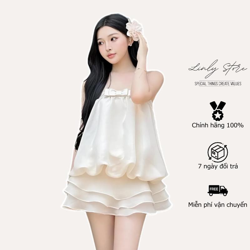 Set đồ nữ đi biển, áo thiết kế cúp ngực tiểu thư, chân váy xoè dáng ngắn sang chảnh Linly Store