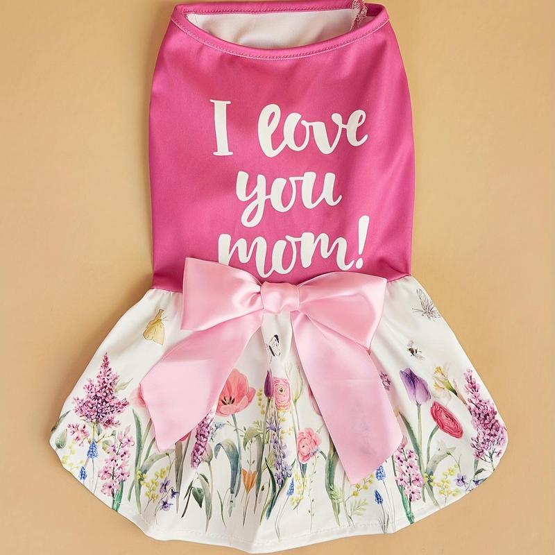 Slogan Graphic Bow Decor Pet Dress, Cute Summer Pet Clothes for Different Body Types Dogs & Cats 2