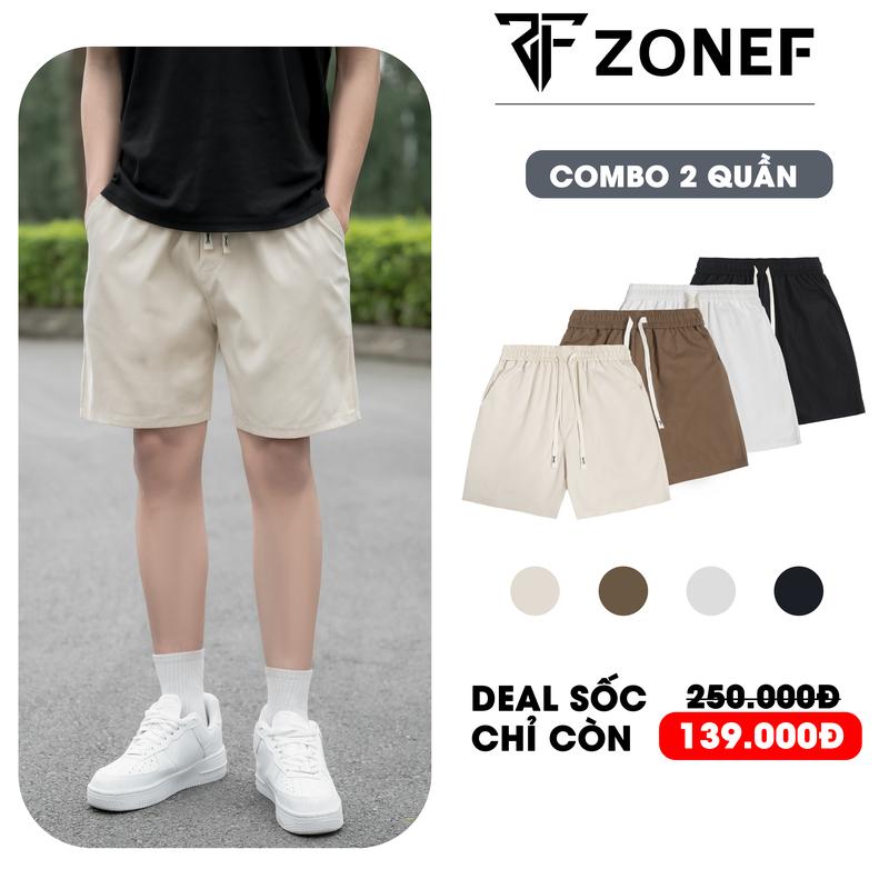 Combo 2 quần short kaki Zonef.studio cạp chun form Đùi cộc vải Kaki 2 da Menswear nam có túi