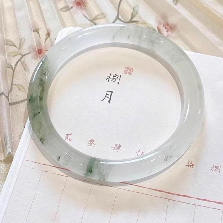 Vòng Tay Ngọc Lục Bảo Jucai Phong Cách Cổ Trang Xinjiang, Ngọc Bích Núi Tây Tạng Giả, Vòng Tay Ngọc Bích Hoa Nổi Bingcui, Dành Cho Nữ, Vòng Tay Tròn Béo Danqing Giả Núi Tây Tạng 3