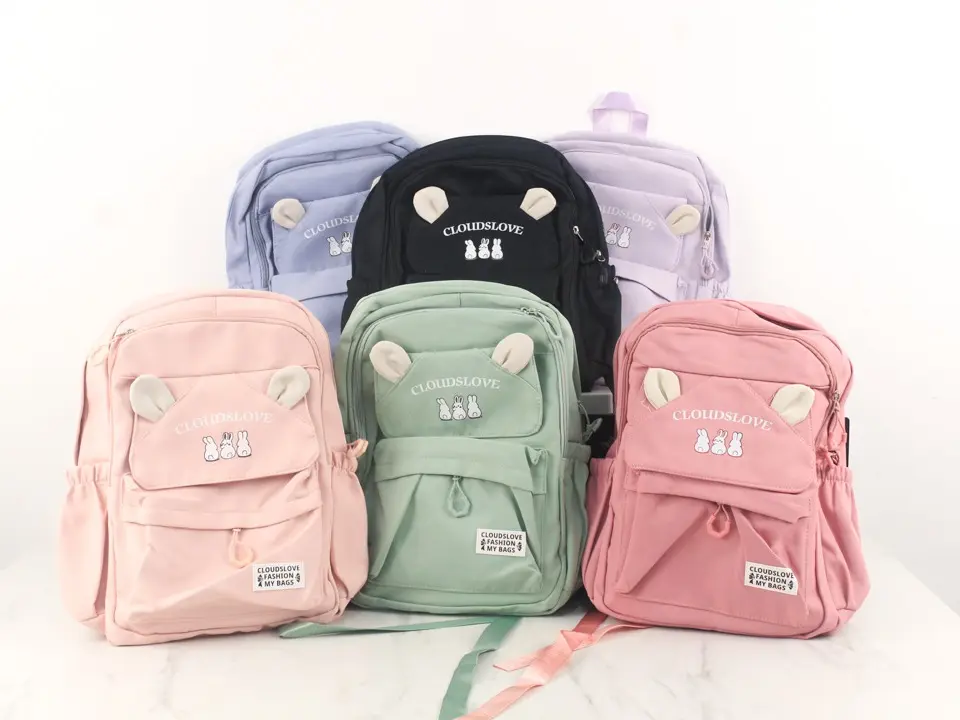 Tas Ransel Sekolah CLOUDS LOVE Muat Laptop Backpack Anti Air Rabbit Kelinci - 8162