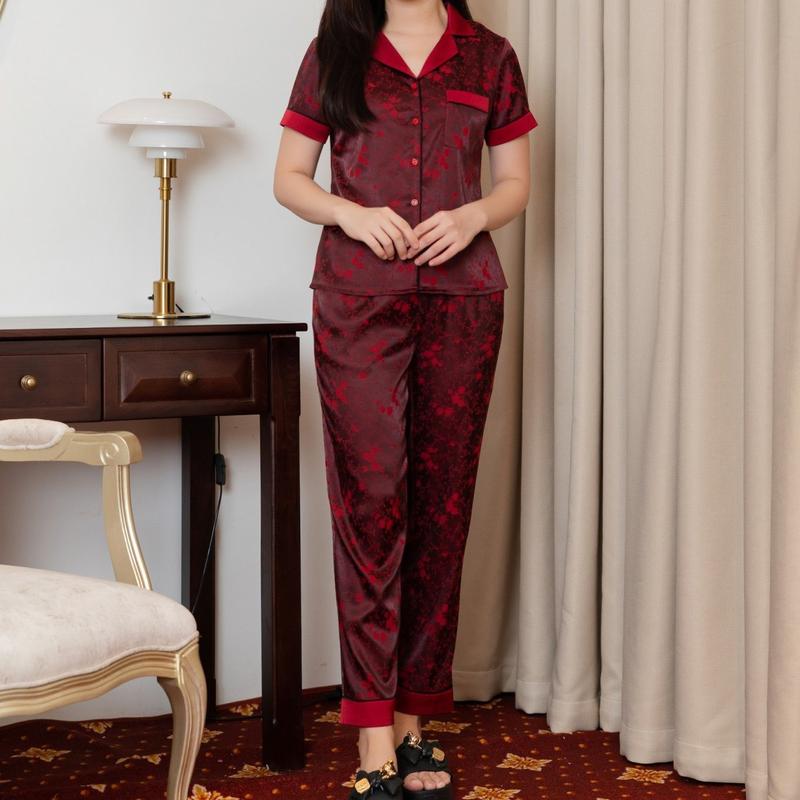 BD266 Bộ lụa Gấm tơ tằm cao cấp có size 40-70kg Lụa