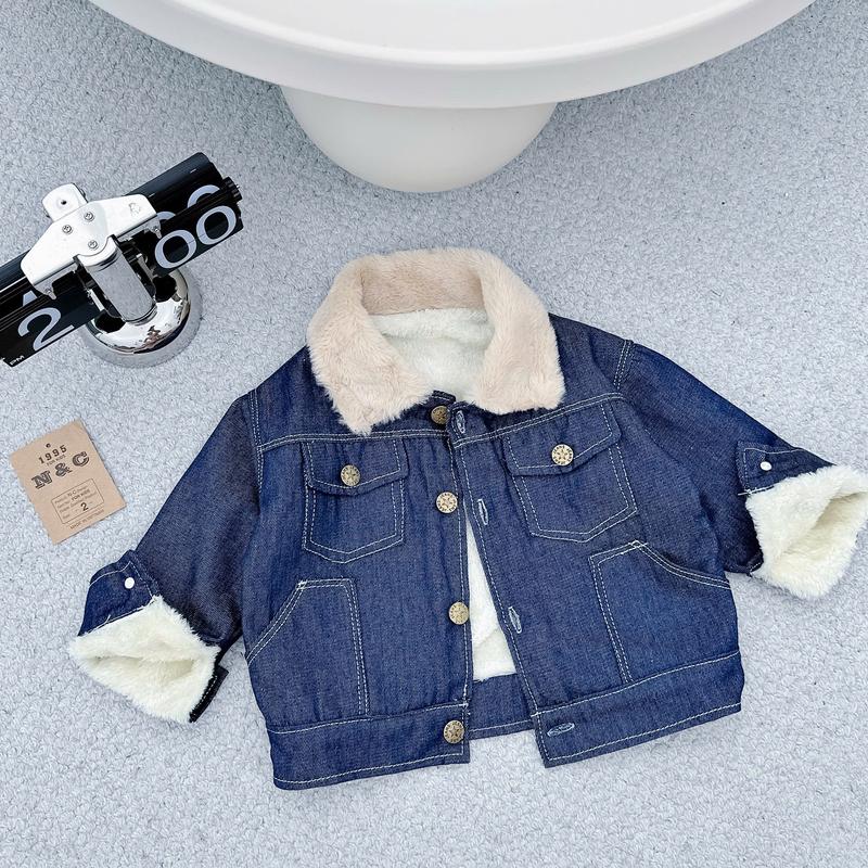 Áo khoác Jean Xanh lót lông cho bé trai và bé gái từ 08-28kg[Shop Nhâm kids 96] Jean
