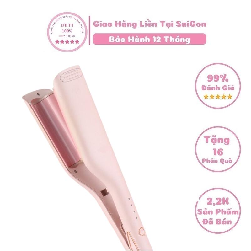 Máy bấm tóc gợn sóng máy uốn tóc xoăn Hippie máy duỗi tóc mini máy dập xù hàng uốn bấm duỗi 2 in 1 BH 12 tháng DETI