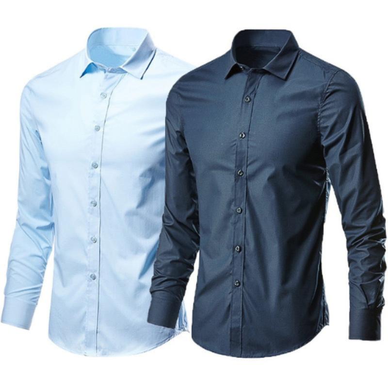 Áo sơ mi trơn Tay Dài vải lụa chéo cao cấp Form Slimfit Co giãn thoải Mái Thoáng Mát Menswear Nam Shirt sominam dep giặt bằng nước lạnh thường có thể giặt máy áo) (màu be) aotrang nâu somi oran