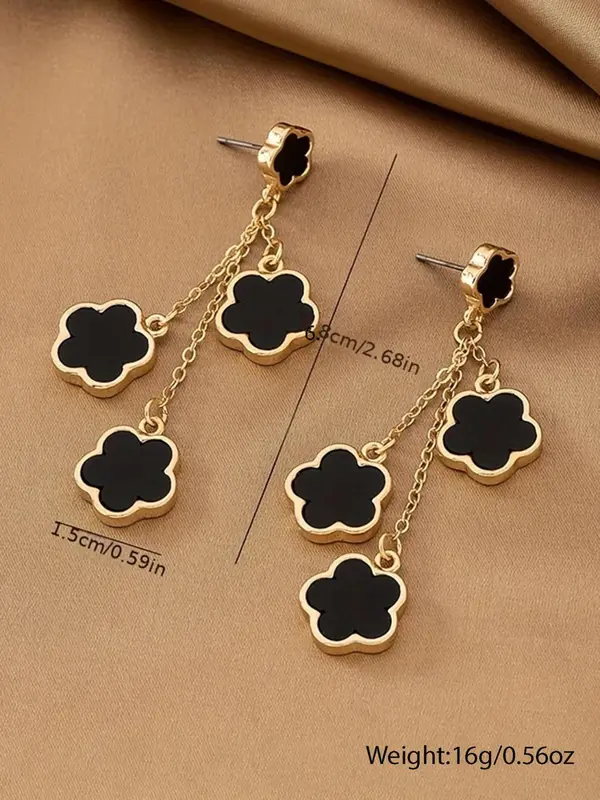 Women's Temperament Elegant Clover Design Dangle Earrings, 1 Pair Trendy Tassel Design Dangle Earrings, Chic Exquisite Vintage Jewelry for Daily & Party Decor 1