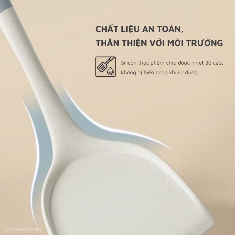 Bộ dụng cụ nhà bếp, vá nấu ăn bằng silicon 5 món chịu nhiệt độ cao 3