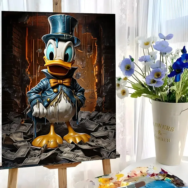 Donald Duck Design Painting By Numbers Kit, 1 Set DIY Oil Painting By Numbers Kit, Wall Art Decoration for Home Living Room Bedroom 2