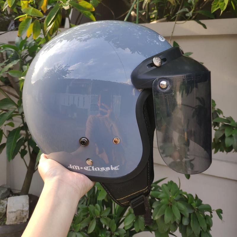 HELM BOGO RETRO DEWASA JM CLASSIC GREY PASTEL GLOSSY CLASSIC POLOS SNI Motorcycle 1