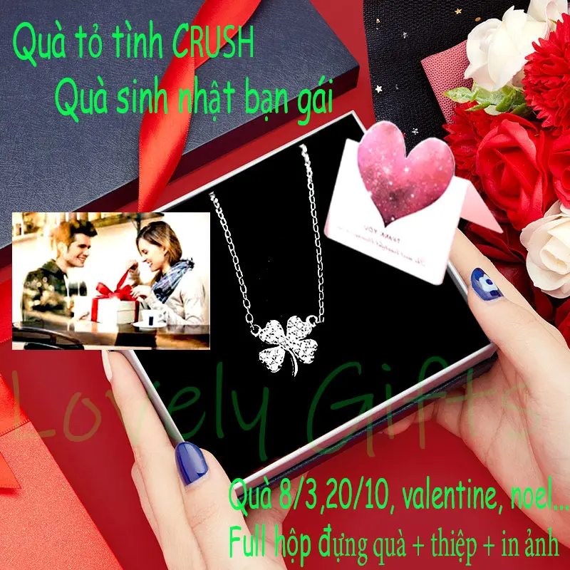 Quà tỏ tình Crush,quà tặng sinh nhật bạn gái, quà 8/3, 20/10, quà noel, valentine-Dây chuyền may mắn Full hộp quà+thiệp + hỗ trợ in ảnh theo yêu cầu