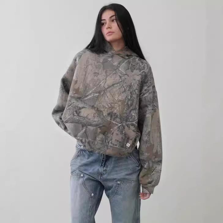 TikTok Shop: Zip up Camo Hoodie Y2k Oversized Graphic  