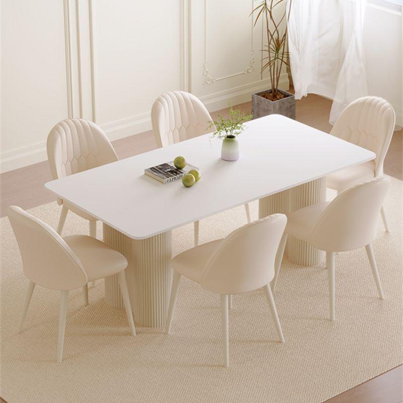 Slate Dining Table and Chair Set Modern Simple Rectangular Small Apartment Cream Style Home Dining Table and Chairs 9