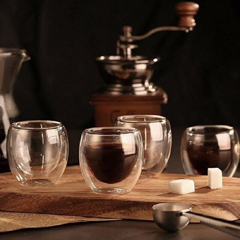 Double Wall Glass Coffee Cups, 6 Counts/set Insulated Espresso Cup, Heat Resistant Glass Coffee Mug for Hot and Cold Drinks, Summer for Gift, Best Friend Gifts 8