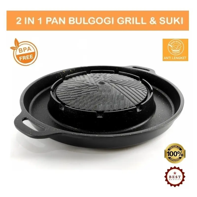Happy Home Sukiyaki Bulgogi Pan 2 in 1 Panci Steamboat Marble Grill Pan Shabu Sonifer 4