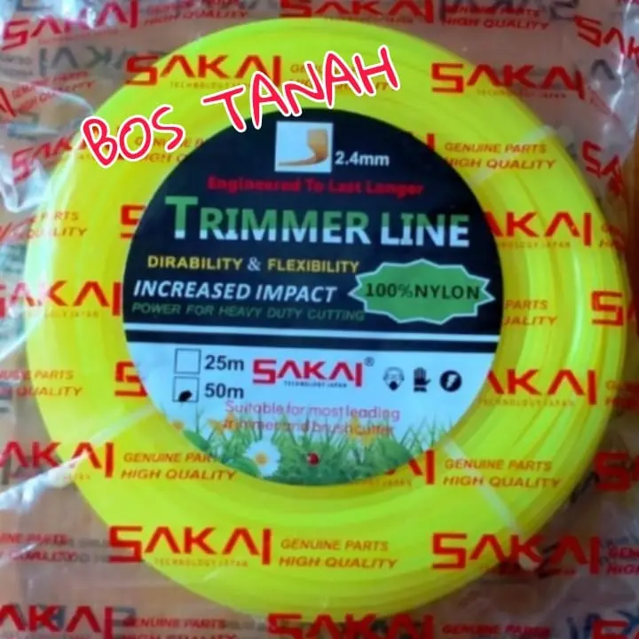 Tali Senar Potong Rumput 50 meter 2,4MM nylon trimmer line 50M