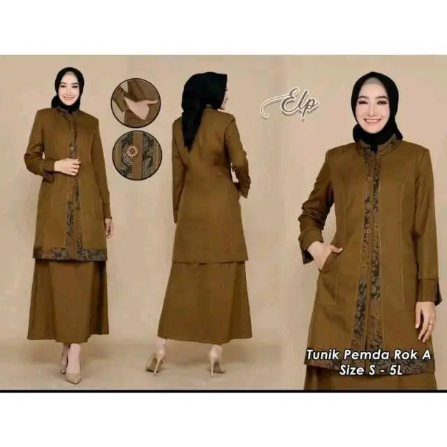 SERAGAM TUNIK  KOMBINASI BATIK FREE HIJAB BAHAN KATUN