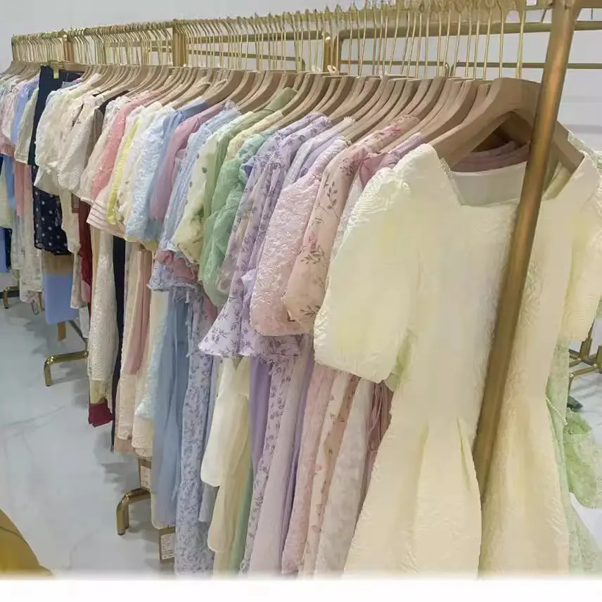 2025 Summer Women's Cream Yellow A-Line Floral Dress Shenzhen Nanyou High-End Brand Fairy Dress