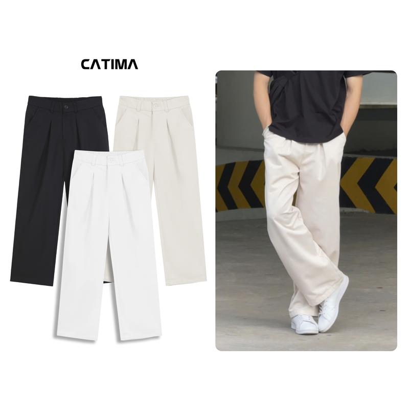 Bản vải đẹp Kaki ỐNG RỘNG XẾP LI Phủ Giày CATIMA Unisex - Phối Lưng Thun Co Giãn QK20 quần âu cạp điều chỉnh