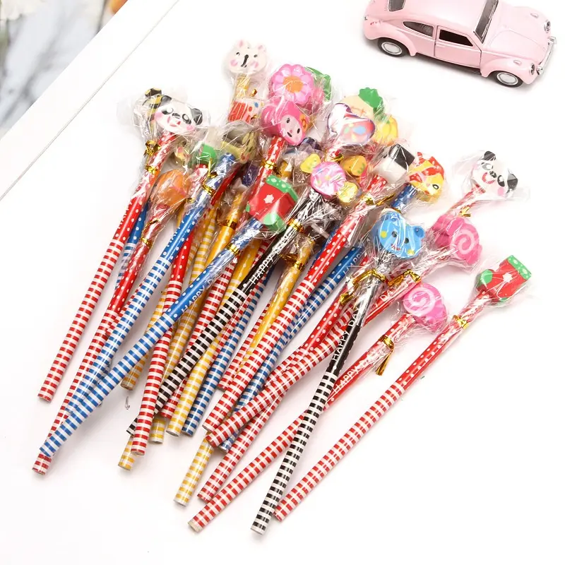 BISA COD S5691 Pensil Karakter + Penghapus Pensil Lucu / Pensi Ada Penghapus Karakter Unik Lucu Kayu Stationery 1