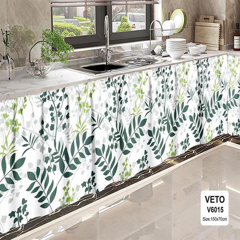 Product Introduction of [VETO]New  kitchen la babo Curtain Short Kurtina 150*70Cm Lababo Curtain Wide Curtain  Kitchen Curtain Short Curtain Cabinet curtain  and  kitchen cabinet dust curtain Kitchen counter  storage cabinet sundries   curtain sink Beautify the space 15