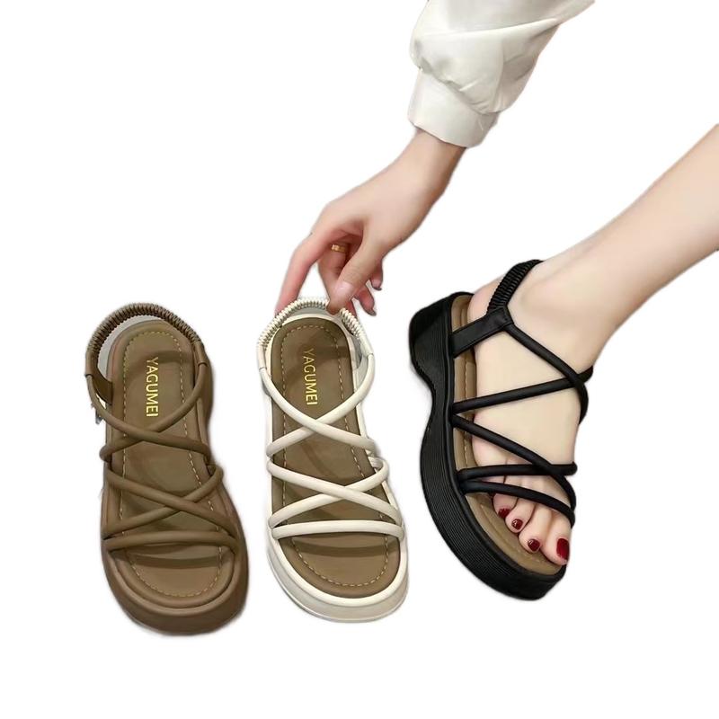 Dép Xăng Đan Quai Hậu Đế Nâu Chun Co Dãn Nâng Đế 5cm Fullbox Hàng QCCC Chuẩn Sịn Nữ DéP