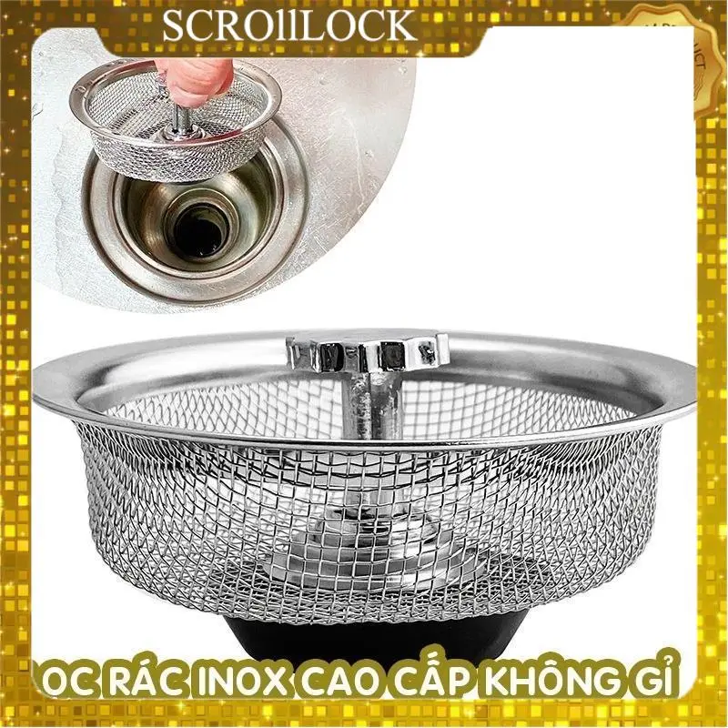 Lưới Inox Lọc Rác Bồn Rửa Chén - Lưới Lọc Cặn Thức Ăn, Rau Thừa Chống Tắc Nghẽn Không Gỉ - SLock 0