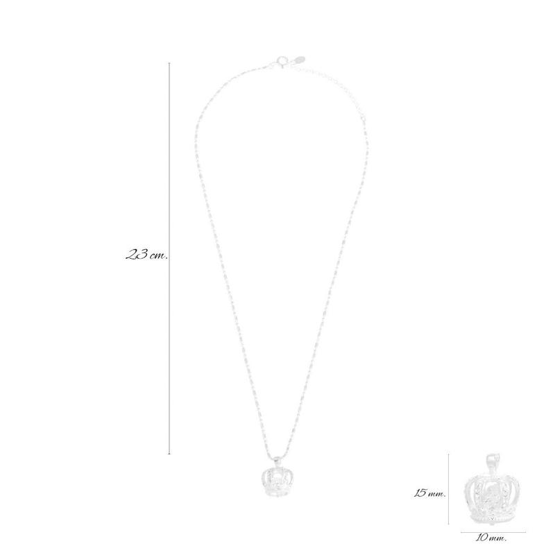 Dây chuyền bạc Louis Montini (Trang sức), dây chuyền bạc nguyên chất 92,5%, dây chuyền nữ, hình vương miện LJNC14 4