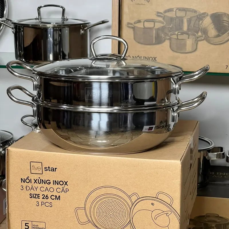 Bộ nồi + xửng inox fivestar cao cấp 1