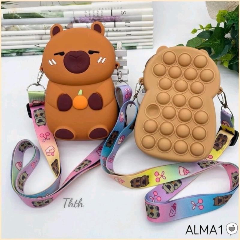 ￼Ví Silicon, Nhân Vật Hoạt Hình Anime Quà Tặng Ví Capybara, Đáng Yêu Có Tay Cầm Ví Đựng Tiền Xu Cho Trẻ Em 7